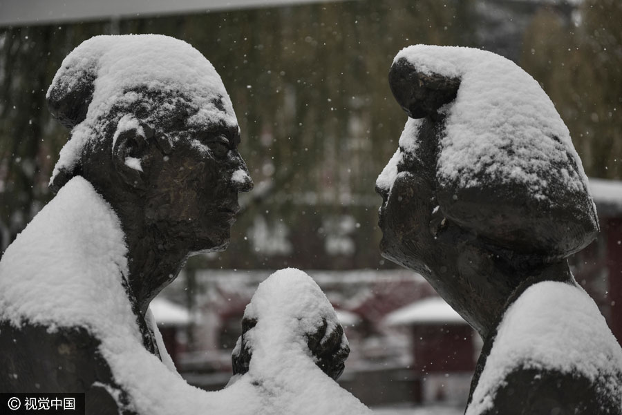 First snowfall blankets Xi'an