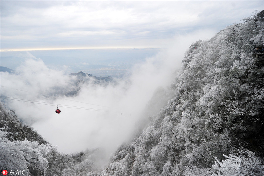 Frosty Tianmen Mountain a winter fairy tale