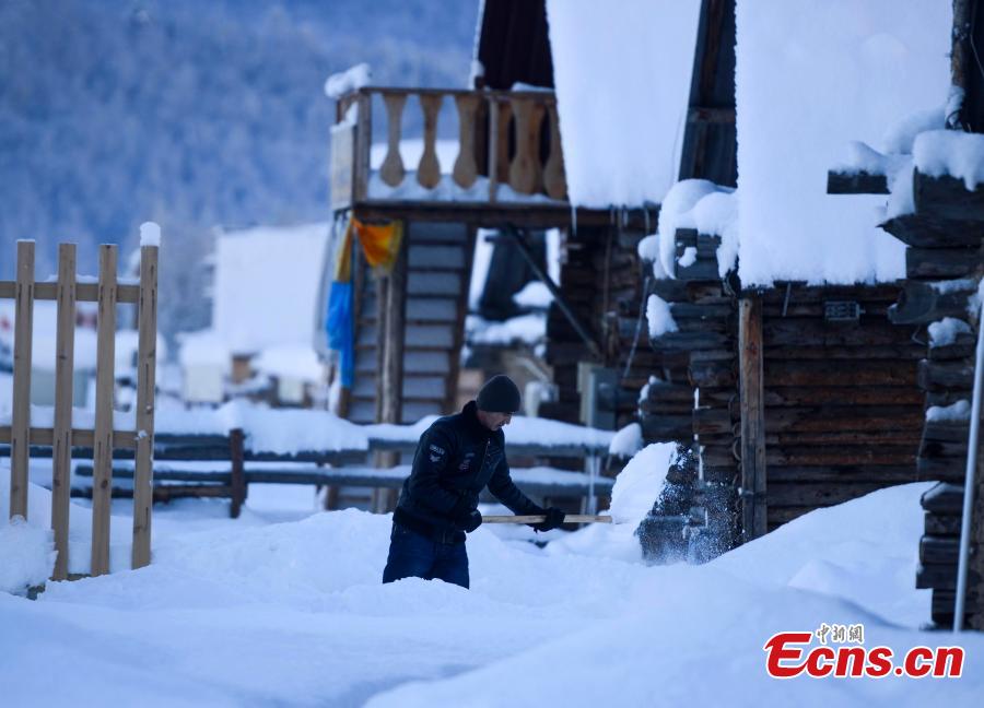 Snow-covered village in Xinjiang