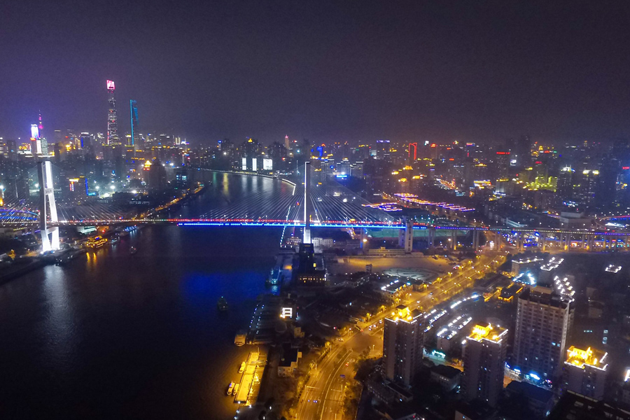 Night scenery of Shanghai on New Year's eve