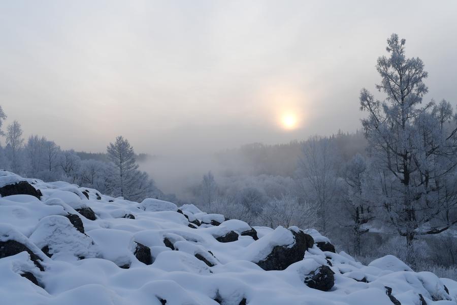 Amazing rime scenery seen at Kurbin River in NE China