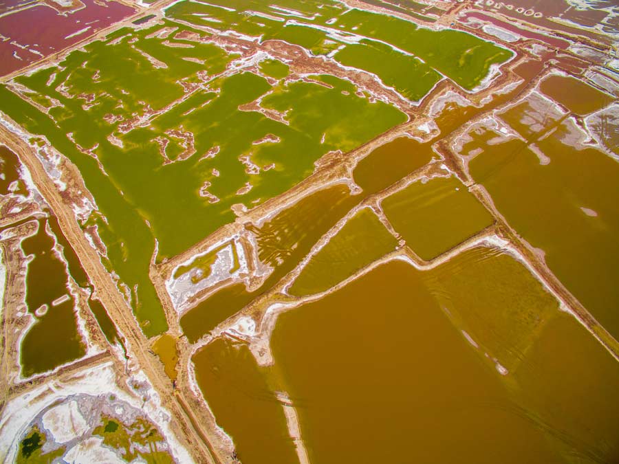 Colorful salt fields in Shanxi