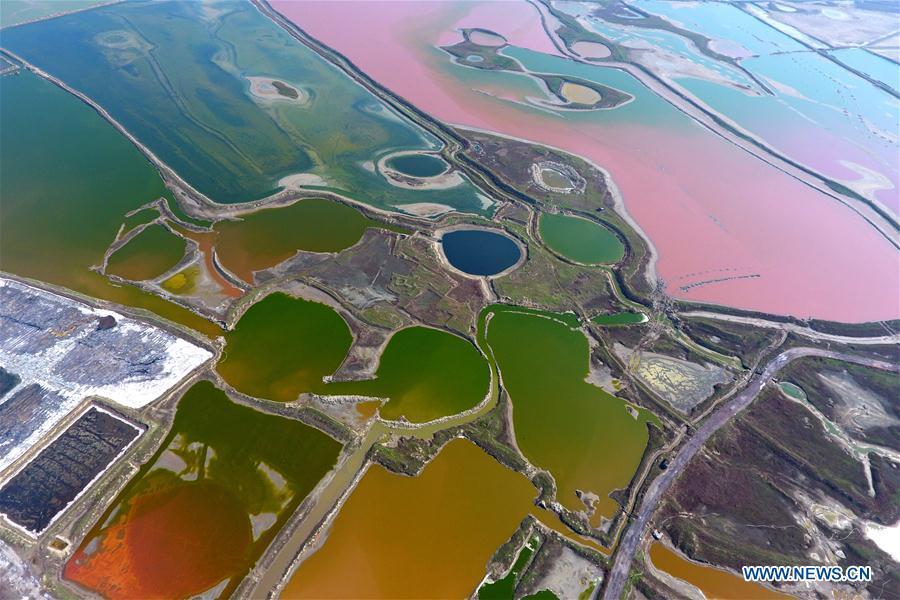 Colorful salt lake in Yuncheng, Shanxi