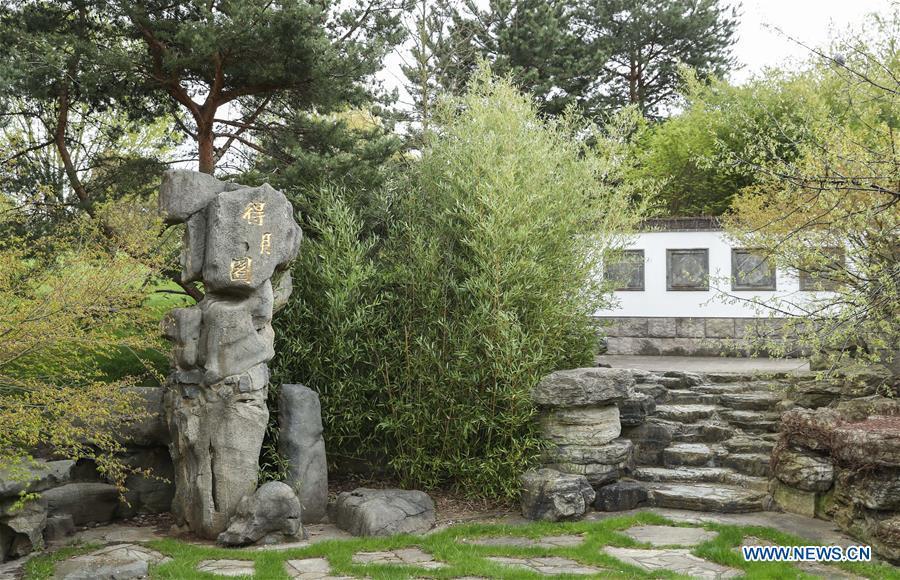 Scenery of Chinese garden 'De Yue Yuan' at Gardens of World in Berlin