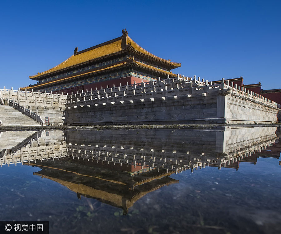 Blue sky brightens the Forbidden City