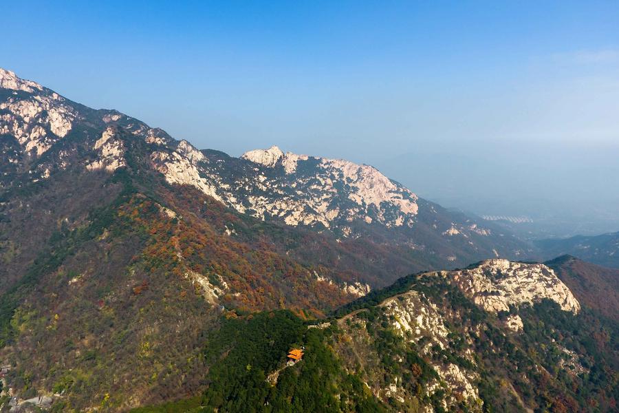 Bird's-eye view of Taishan Mountain in E China