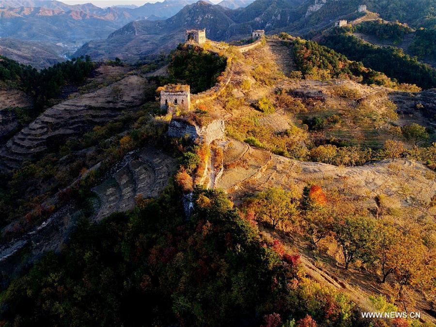 Autumn scenery of Yumuling Great Wall in North China