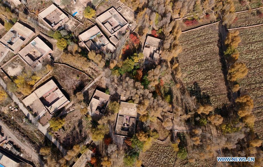 Autumn-colored scenery at Songba village in Qinghai