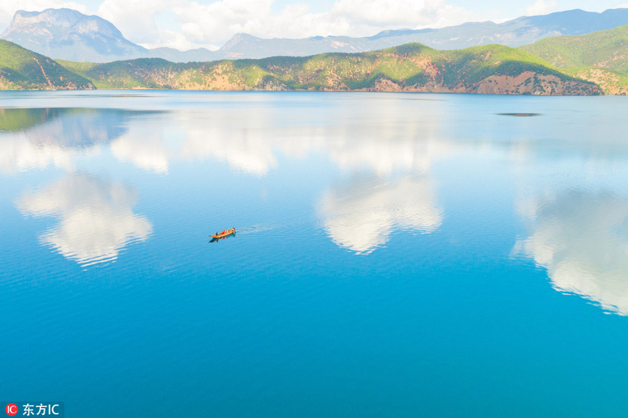 Beautiful natural scenery of Lugu Lake