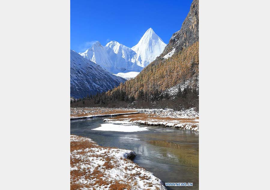 Scenery of snow-covered Yading Nature Reserve in SW China