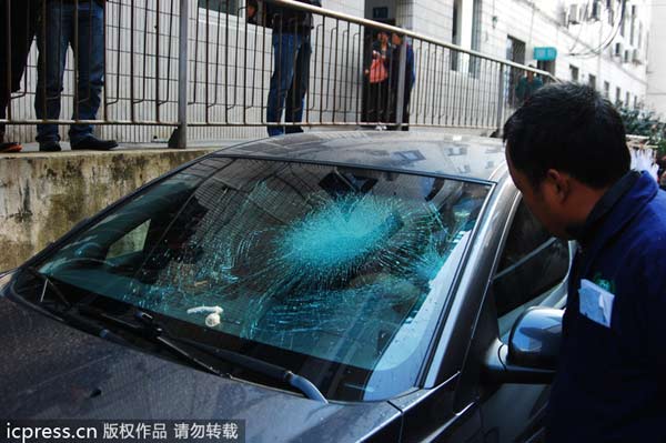 Smashed windshield