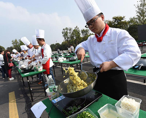 Frying up four tons of fried rice