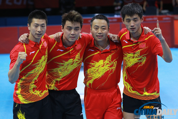 中国队夺得伦敦奥运会乒乓球男团冠军