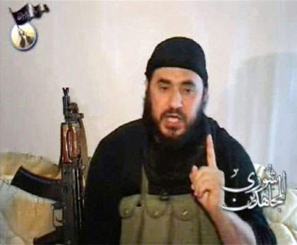 The leader of al Qaeda in Iraq, Abu Musab al-Zarqawi, speaks in a rare video of him posted on the Internet on April 25, 2006. Zarqawi said Mujahideen were fighting on despite a three-year "crusader" war in Iraq. 