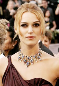 Best actress nominee Keira Knightley of Britain arrives at the 78th annual Academy Awards March 5, 2006. Knightley was voted the world's sexiest woman in a magazine poll on Thursday, beating model Keeley Hazel and Hollywood star Scarlett Johansson into second and third place respectively.
