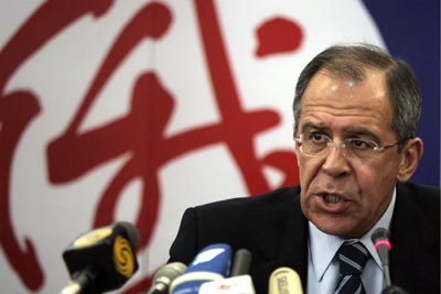 Russian Foreign Minister Sergei Lavrov answers a question during a news conference in Beijing May 16, 2006. Lavrov said negotiation was the key to solving the Iran nuclear stand-off with the West and said neither Moscow nor Beijing would support a U.N. resolution that is an "excuse" for force. Iran reiterated on Monday that it would reject any European proposal that demanded the Islamic Republic halt uranium enrichment. [Reuters]