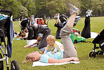 Mums use kids as exercise tools