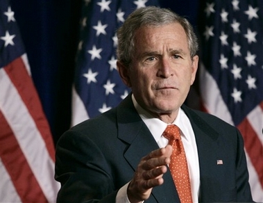 President Bush gestures while speaking at a Republican Party fund raiser in Washington, Friday, Oct. 20, 2006. In an interview with the Associated Press, the president acknowledged that 'it's tough' in Iraq and said he would consult with American generals to see if a change in tactics is necessary to combat the escalating violence. (AP 
