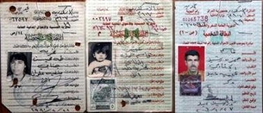 Identification cards issued by the Iraqi government show Abeer Qasim Hamza al-Janabi (C) in 1993 with a date of birth of August 19, 1991, her mother Fakhriya Taha Muheisin al-Janabi (L), in 1990, and her father Qasim Hamza Rasheed al-Janabi, in 2006. One of four U.S. soldiers accused of raping the 14-year-old girl before murdering her and her family pleaded guilty to the charges on Wednesday at the start of his court-martial at a Kentucky military base.