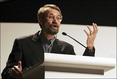 Iran's Supreme National Security Council Secretary and cheif neuclear negotiator Ali Larijani speaks during the second day of the Arab Strategy Forum in the Gulf emirate of Dubai. Six world powers meeting in Paris said they had failed to agree what sanctions to impose over Iran's refusal to halt sensitive nuclear work, as diplomats said that Russia was blocking a deal.(AFP