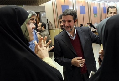 Head of Irans Elections Headquarters of the Interior Ministry, Mojtaba Samareh-Hashemi, speaks with Iranian female journalists in Tehran, Iran, Wednesday Dec. 20, 2006. 