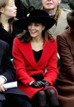 Britain's Prince William's girlfriend Kate Middleton smiles during the Sovereign's Parade at the Royal Military Academy in Sandhurst, southern England December 15, 2006. Prince William, eager to draw a line under a decade of conspiracy theories about the death of his mother Princess Diana, graduated as an army officer on Friday to launch his military career. REUTERS