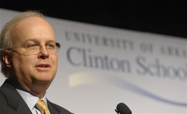 Presidential adviser Karl Rove speaks during a University of Arkansas Clinton School of Public Service lecture series Thursday, March 8, 2007, in Little Rock, Ark. Rove defended the Bush administration's firing of several U.S. attorneys, stressing the positions serve at the pleasure of the president. (AP