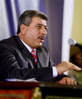 Iraqi Deputy Prime Minister Salam al-Zubaie speaks during a press conference with U.S. Agriculture Secretary Mike Johanns at Baghdad's heavily fortified green zone, Tuesday, Aug. 1, 2006, in Iraq. 