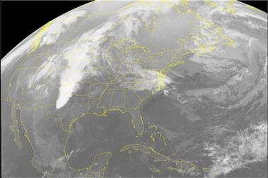 This NOAA satellite image taken Thursday, March 29, 2007 at 2:45 a.m. EDT shows Clouds are visible in the Western Plains where severe weather is currently being reported. Numerous instances of of Tornadoes and hail were reported from these storms, most of which fortunately missed populated areas. (AP 