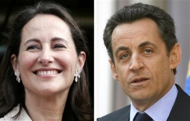 Conservative leader Nicolas Sarkozy finished first in the opening round of France's presidential election on Sunday and will meet Socialist rival Segolene Royal in a run-off vote, initial returns showed April 22, 2007. (