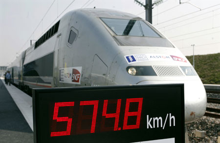 French train tops 350 mph to break record