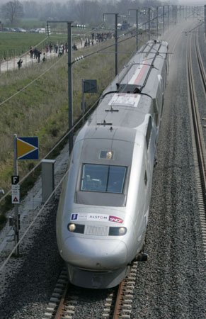 French train tops 350 mph to break record