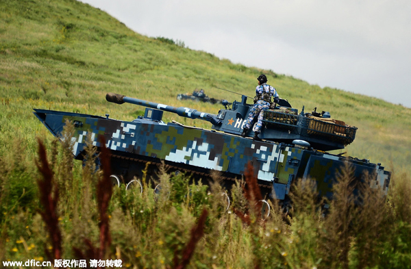 Chinese infantry combat vehicles in Russian-Chinese military drill