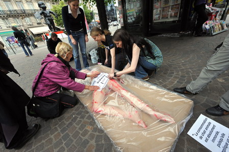 Activist protests against meat consumption