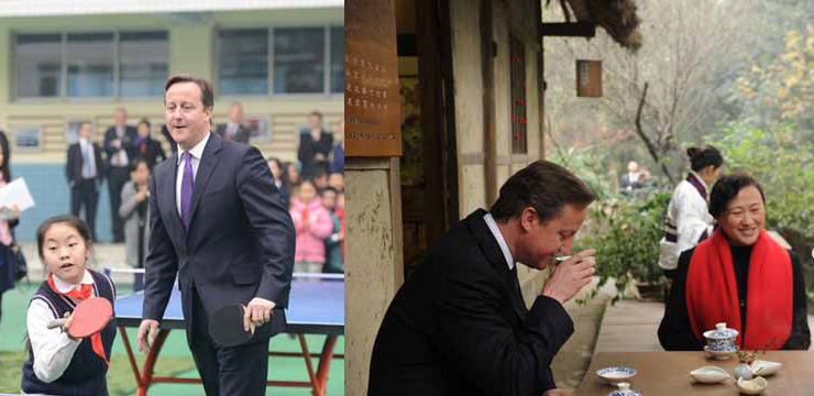 Cameron shows table tennis skills in China