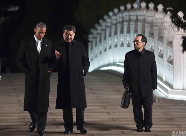 Relaxed stroll sets mood for Xi, Obama
