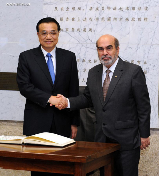 Chinese premier meets director-general of UN FAO in Rome