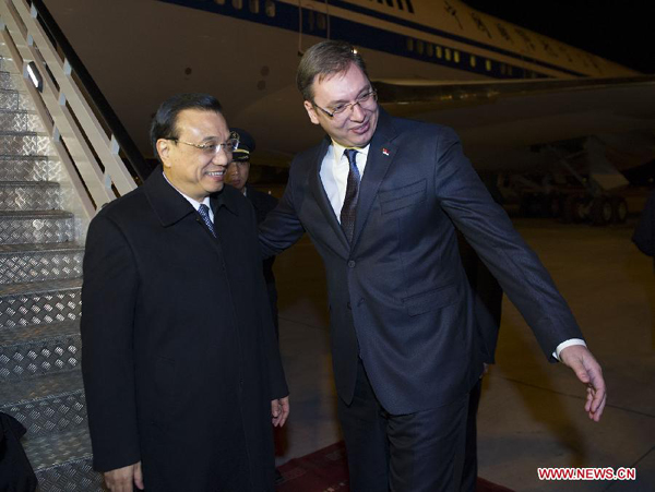 Li arrives in Serbia for China-CEE summit, official visit