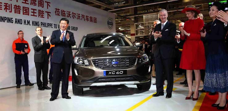 Chinese president visits Belgian plant of Volvo