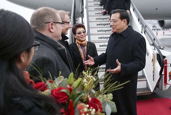 Chinese premier arrives in Switzerland for Davos forum, working visit