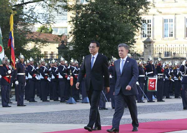 Premier Li arrives in Bogota to start official visit to Colombia