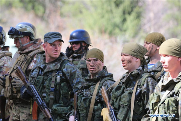 Soldiers participate in exercise of SCO near Bishkek