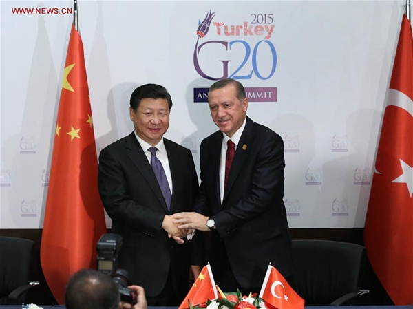 Chinese president meets with Turkish counterpart in Turkey