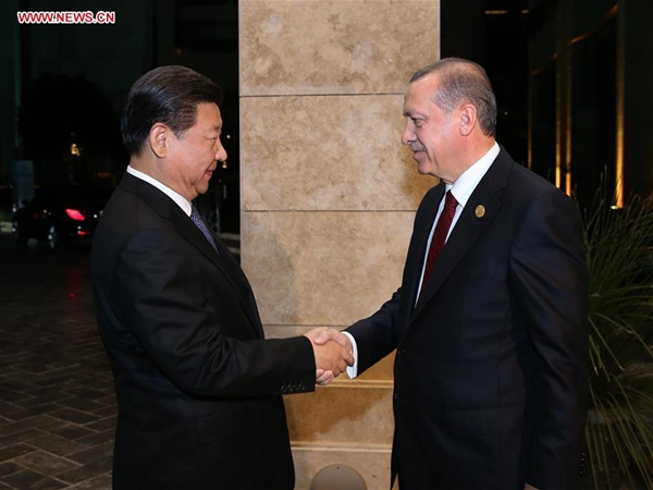 Chinese president meets with Turkish counterpart in Turkey