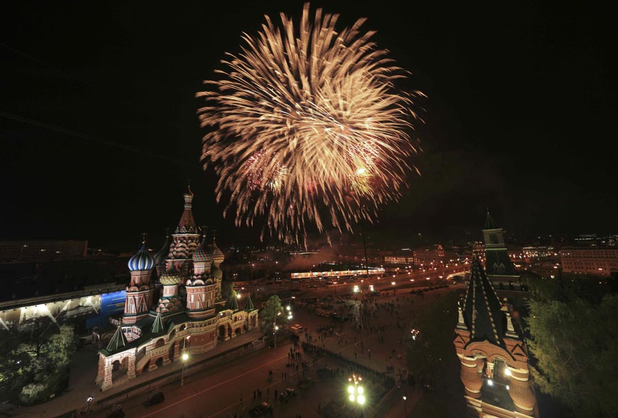 Fireworks explode across Russia to celebrate Victory Day