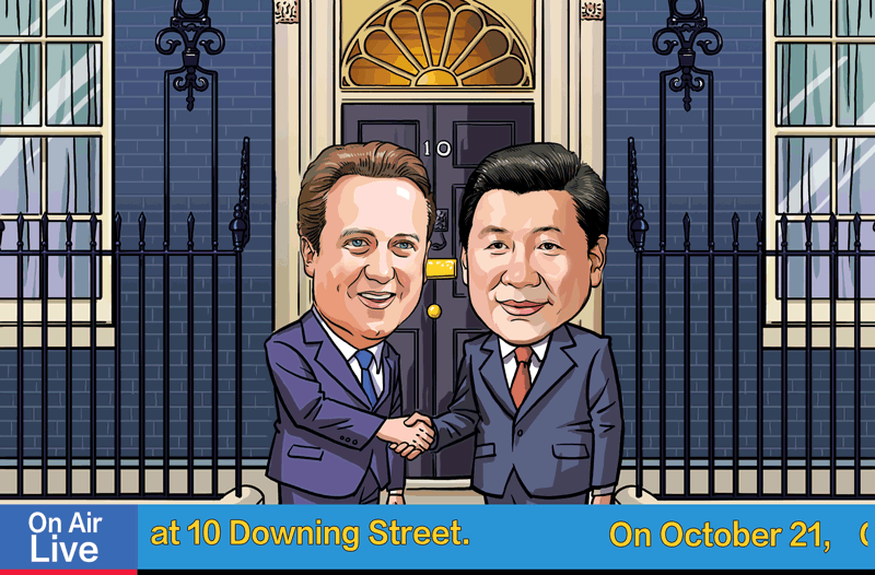 Cartoon commentary on President Xi's UK visit 3: Xi and Cameron meeting steers Sino-British relations
