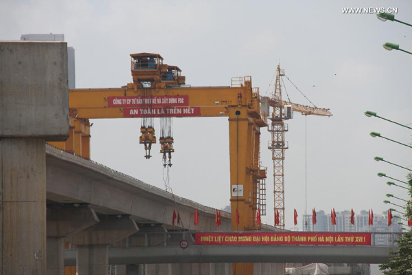 China constructs urban railway project in Vietnam's Hanoi