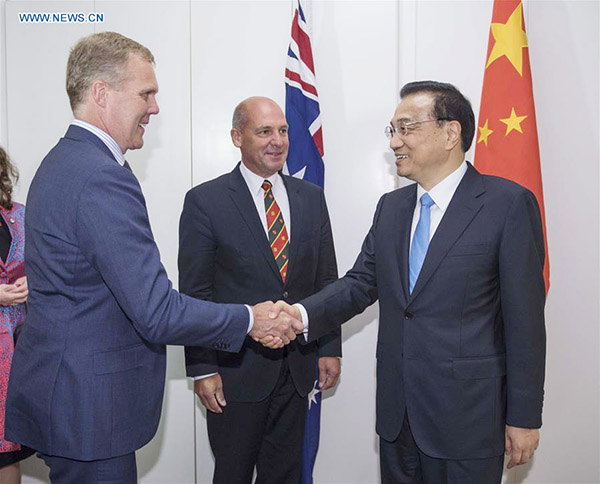 Chinese premier meets Australian parliament leaders, opposition party chief