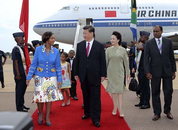 Chinese president arrives for state visit to South Africa