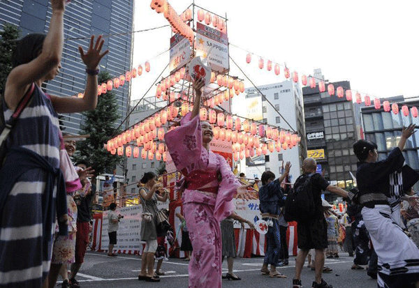 Japanese traditional Bon Festival celebrated in Tokyo